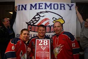 Scott Zwiers being presented with his retired number 28
